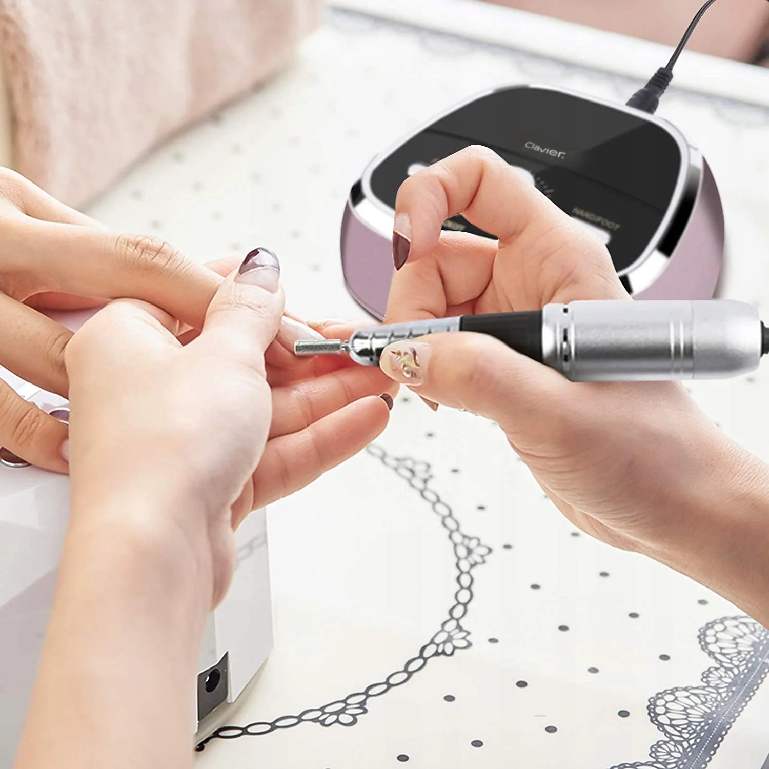 Profesjonalna Frezarka do paznokci 65W, manicure – Clavier FX 800, czarna (7)